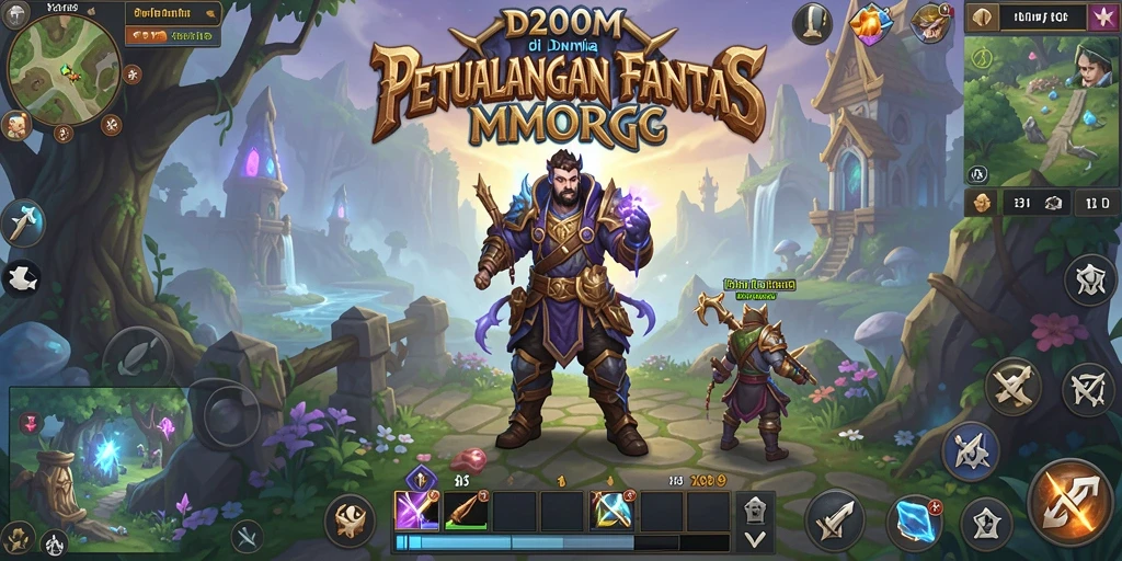 Tampilan gameplay epik di dunia fantasi D200M.