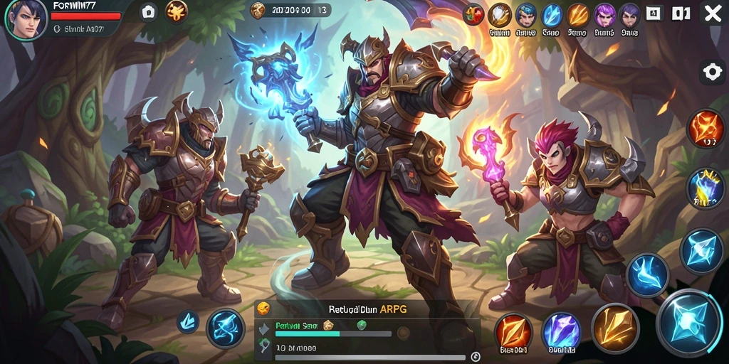 Tangkapan layar gameplay FORWIN77 yang menunjukkan pertarungan mendebarkan di dunia ARPG.