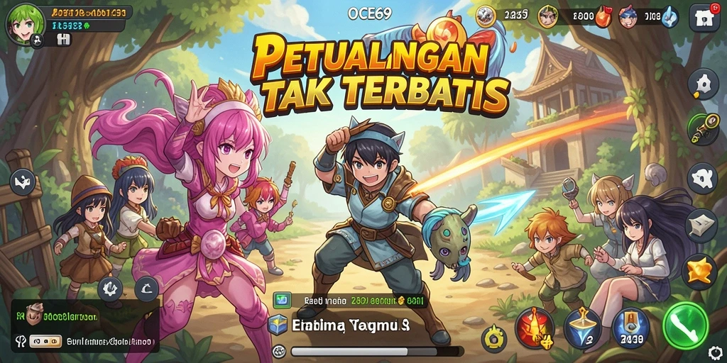 Tangkapan layar OCE69 dengan aksi pertarungan karakter anime.