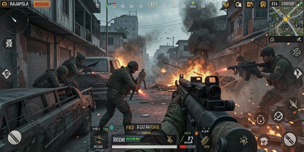 Gameplay seru dan intens di RAJAPOLA dengan aksi pertempuran FPS.