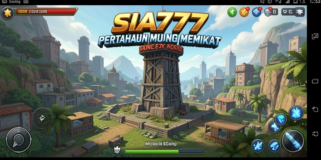 Screenshot SIA777 menampilkan aksi gameplay menara pertahanan yang intens.