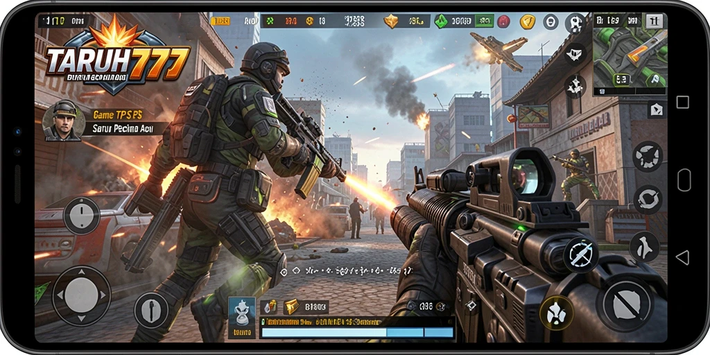Screenshot TARUH777 menampilkan aksi seru dalam gameplay TPS.